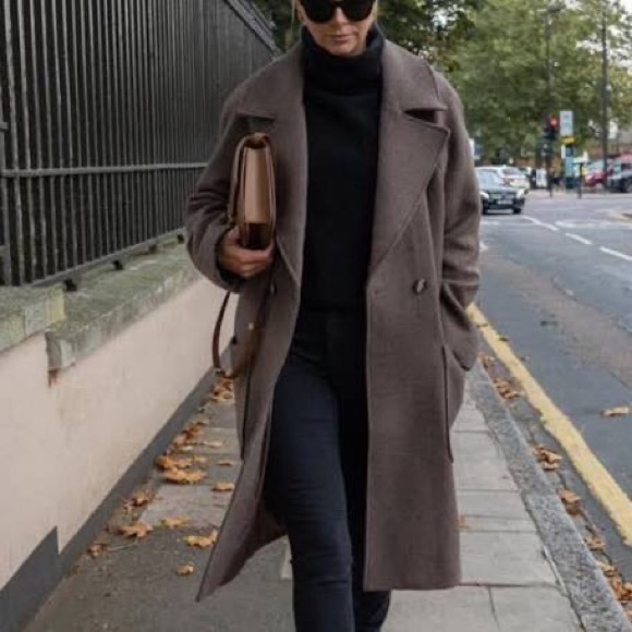 NEW with Tags Sold Out H&M Brown Melange Wool Coat - Medium - Picture 2 of 8